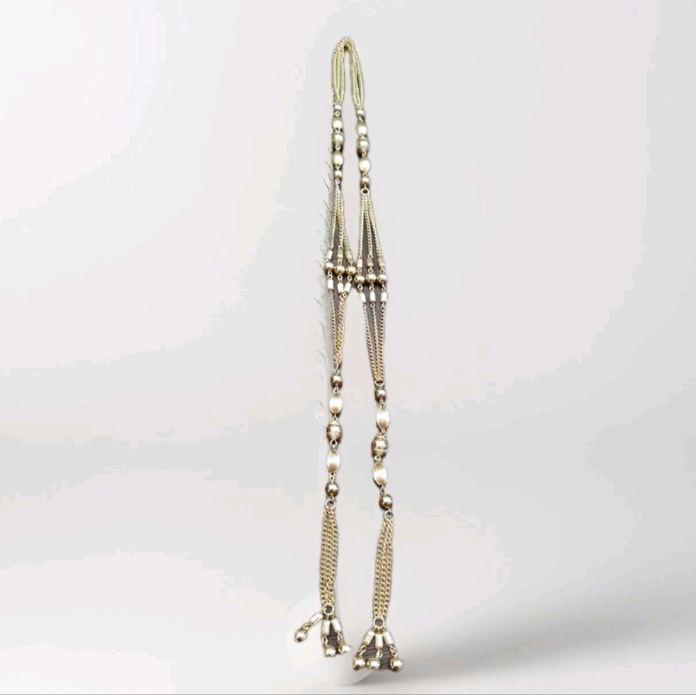 Rare Vtg Sarah Coventry 1970's Tie & Tassel Multi Strand Open End Necklace